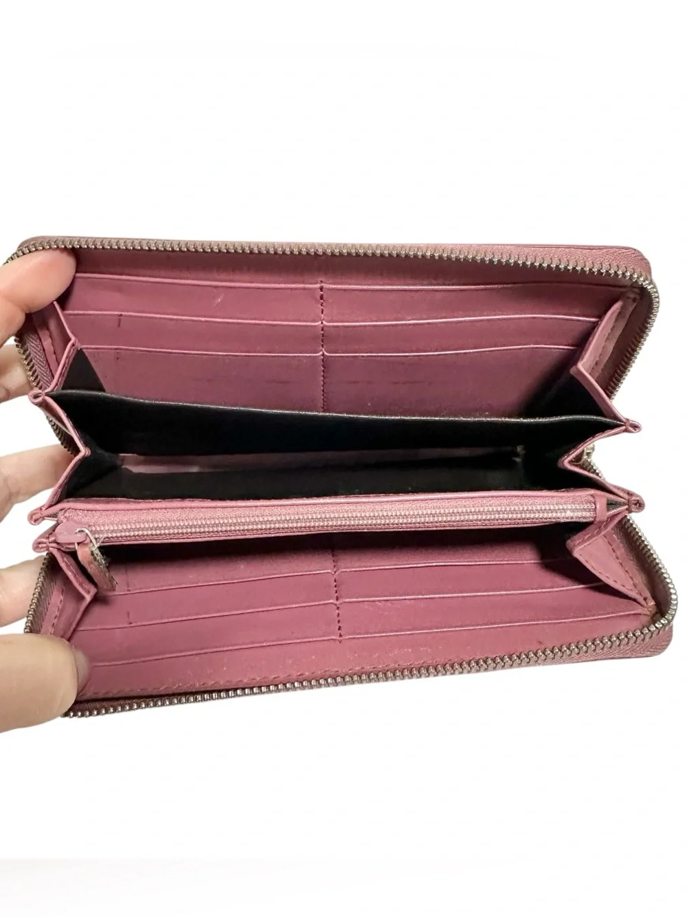 Gucci Pink GG Monogram Leather & Gold Large Zippy Zip Around Wallet